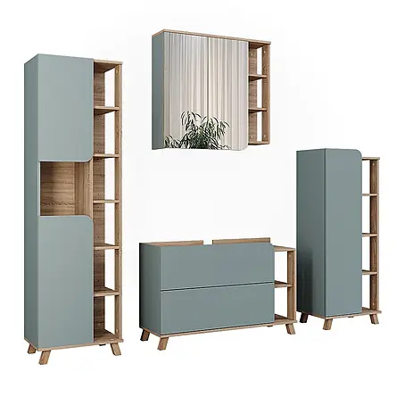 Vicco  Badmöbel-Set Karen Sonoma/Blau 4 Teile