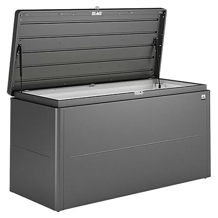 Biohort LoungeBox Gartenbox LoungeBox 160 - Dunkelgrau Metallic, 160 x 70 x 83,5 cm, Stahl - Diagonale Ansicht