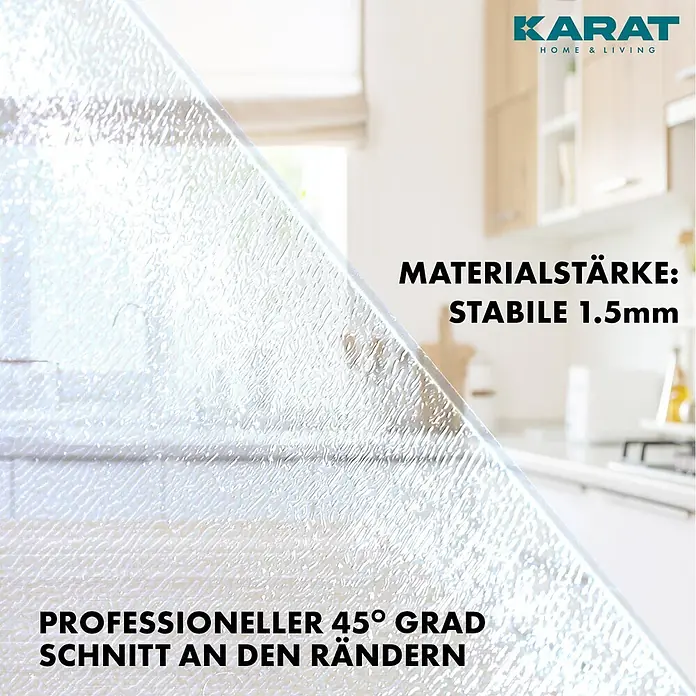 Karat Tischbelag Schräge Kante - 200 x 90 cm, Transparent (matt), Kunststoff - Klares, strukturiertes 1,5 mm Material mit professionell 45° geschnittenen Kanten.