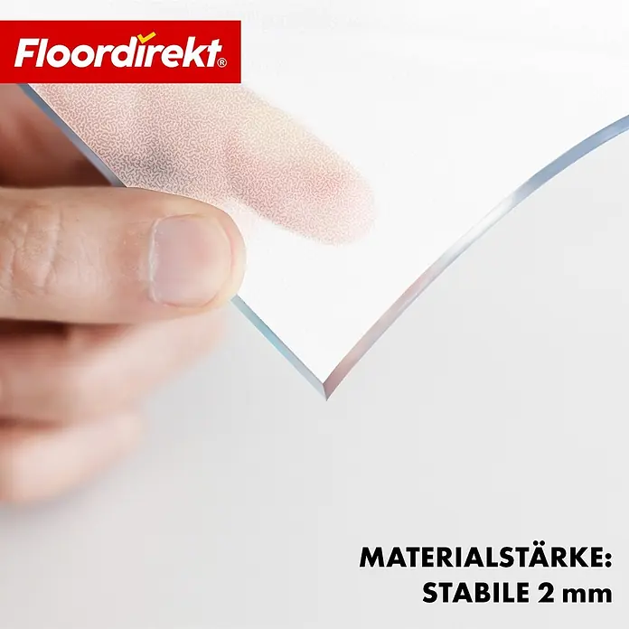 Floordirekt Tischbelag Schräge Kante - 200 x 100 cm, Milchig, Kunststoff - Transparente Schutzmatte, 2 mm dick, mit strukturierter Oberfläche.