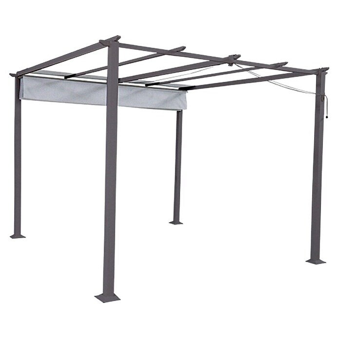 Sunfun Pérgola con toldo corredero Jakarta II (300 x 300 x 230 cm, Gris oscuro, Factor de protección: UV 50+)