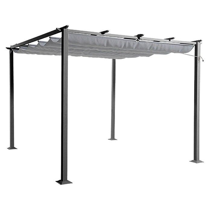 Sunfun Pérgola con toldo corredero Jakarta II (300 x 300 x 230 cm, Gris oscuro, Factor de protección: UV 50+)