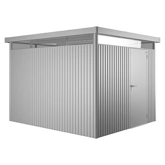 Biohort HighLine Gerätehaus HighLine H5 - Silber Metallic, Einzeltür, Außenbreite inkl. Dachüberstand: 275 cm, Außentiefe inkl. Dachüberstand: 315 cm, Stahl