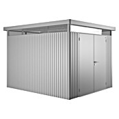 Biohort Gerätehaus HighLine (Silber Metallic, 3,15 x 2,75 x 2,22 m, Doppelflügeltür)
