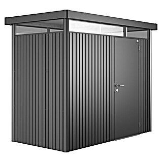 Biohort Gerätehaus HighLine H1 (Außenmaß inkl. Dachüberstand (B x T): 275 x 155 cm, Stahl, Dunkelgrau Metallic)
