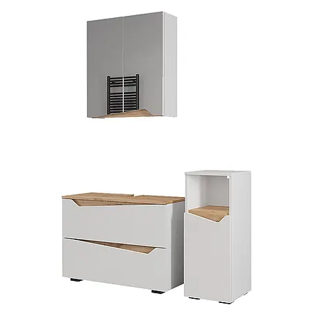 Vicco  Badmöbel-Set Marelle Weiß 3 Teile mit Midischrank