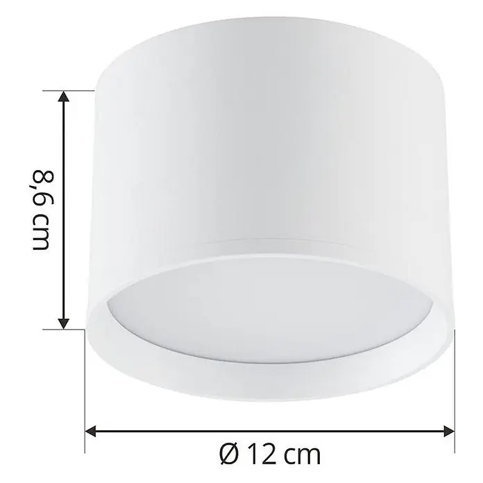 Lindby Deckenstrahler Nivoria - weiß / opal - Weiße zylindrische LED-Deckenleuchte, 8,6 cm hoch, 12 cm Durchmesser.