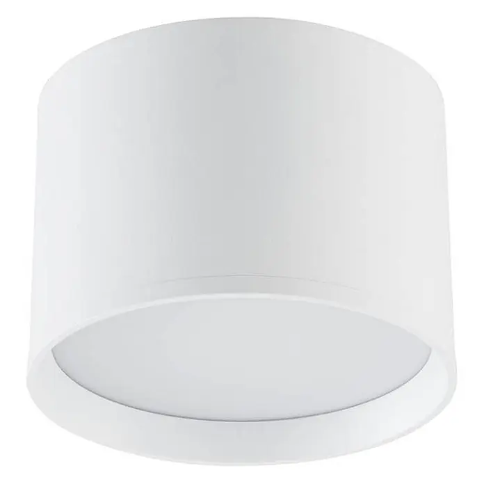 Lindby Deckenstrahler Nivoria - weiß / opal - Weißer zylindrischer Aufbau-LED-Strahler mit diffuser Bodenabdeckung.