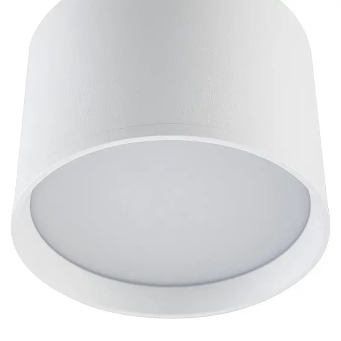Lindby Deckenstrahler Nivoria - weiß / opal - Weißer zylindrischer Aufbau-LED-Strahler mit matter, texturierter Oberfläche und versenkter Diffusorplatte.