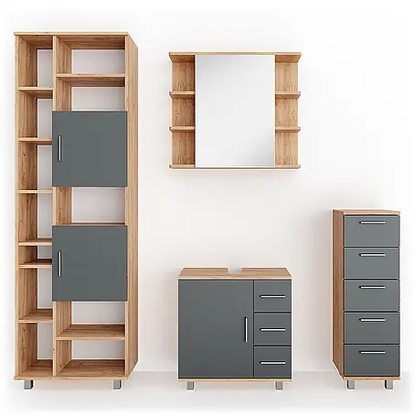 Vicco  Badmöbel-Set Ilias Eiche 4 Teile