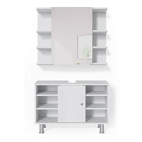 Vicco  Badmöbel-Set Fynn Weiß 2 Teile, Unterschrank 80 cm