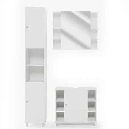 Vicco  Badmöbel-Set Fynn Weiß 3 Teile, mit Hochschrank