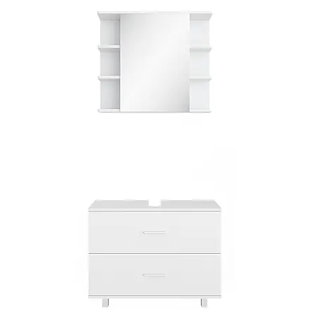 Vicco  Badmöbel-Set Ilias Weiß 2 Teile, Unterschrank 80 cm