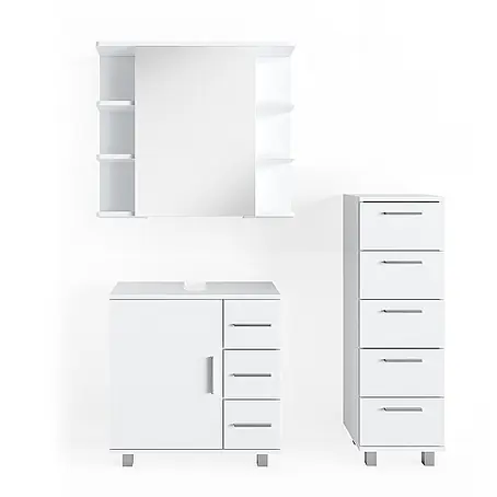 Vicco  Badmöbel-Set Ilias Weiß 3 Teile, mit Midischrank