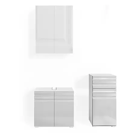 Vicco  Badmöbel-Set Fredd Weiß Hochglanz 3 Teile