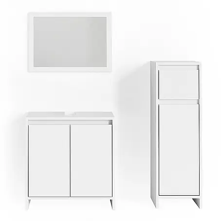 Vicco  Badmöbel-Set Emma Weiß 3 Teile, mit Midischrank