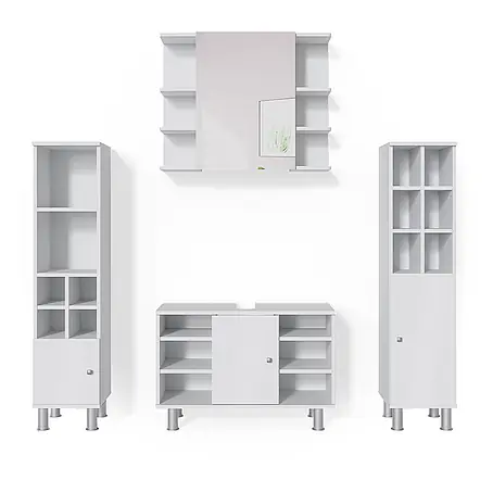 Vicco  Badmöbel-Set Fynn Weiß 4 Teile, mit Midischränke