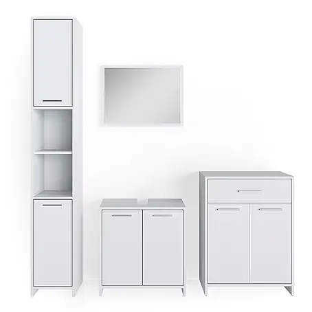 Vicco  Badmöbel-Set Kiko Weiß 4 Teile, mit Hochschrank und Kommode