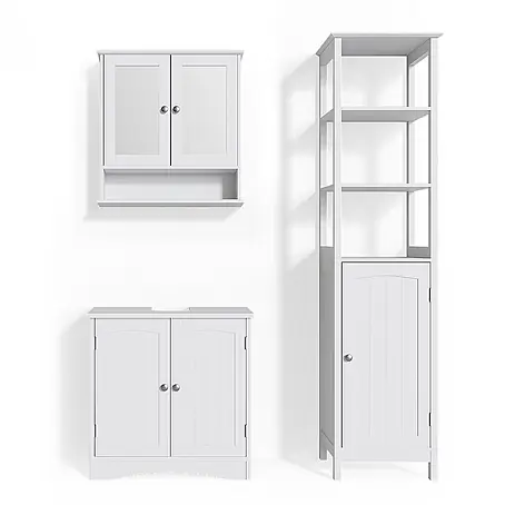 Vicco  Badmöbel-Set Bianco Weiß 3 Teile, mit Hochschrank