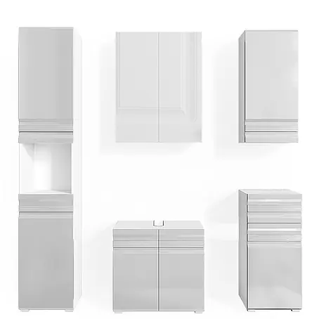 Vicco  Badmöbel-Set Fredd Weiß Hochglanz 5 Teile