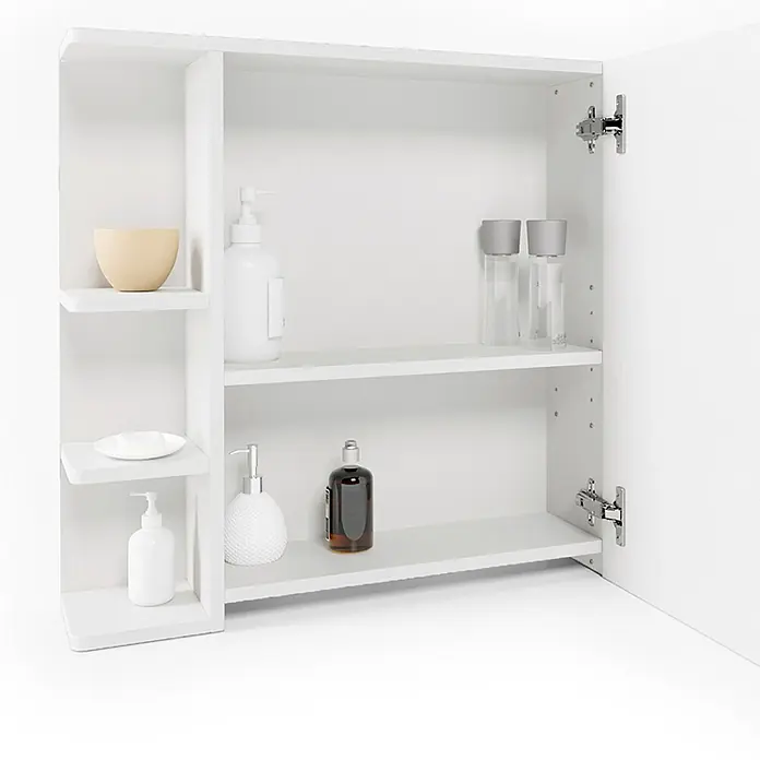 Vicco Badmöbel-Set Fynn Weiß 2 Teile - Gesamtbreite Badmöbel: 60 cm, Weiß, Matt - Weißer Bad-Wandschrank mit offenen Regalen und Scharniertür, zur Aufbewahrung von Toilettenartikeln.