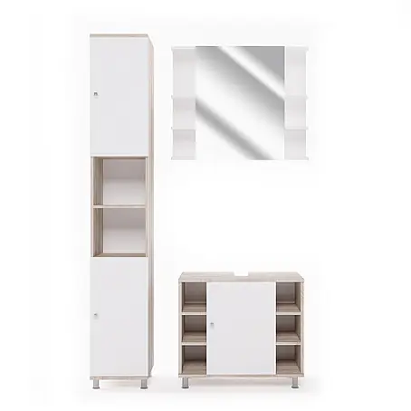 Vicco  Badmöbel-Set Fynn Sonoma 3 Teile, mit Hochschrank