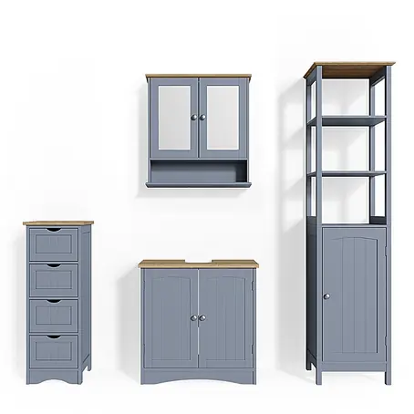 Vicco  Badmöbel-Set Bianco Grau 4 Teile