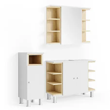 Vicco  Badmöbel-Set Aquis Weiß 3 Teile