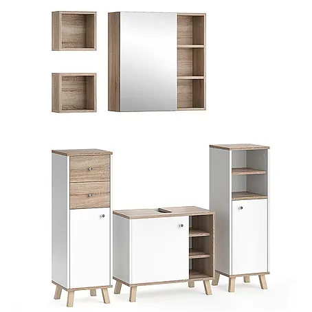 Vicco  Badmöbel-Set Senyo Weiß 5 Teile, mit Regalen