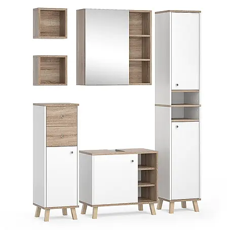 Vicco  Badmöbel-Set Senyo Weiß 5 Teile