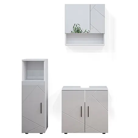 Vicco  Badmöbel-Set Irma Weiß Hochglanz 3 Teile