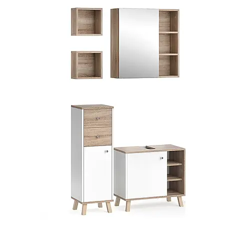 Vicco  Badmöbel-Set Senyo Weiß 4 Teile