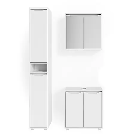 Vicco  Badmöbel-Set Ruben Weiß 3 Teile, mit Hochschrank