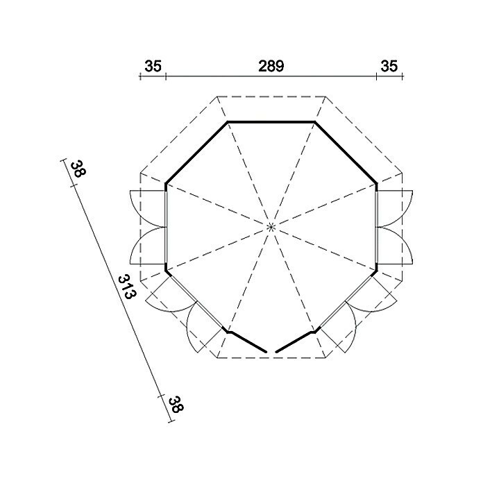 Palmako Pérgola de jardín (Diámetro: 2,89 m, Abeto rojo, Altura de cumbrera: 3,1 m)