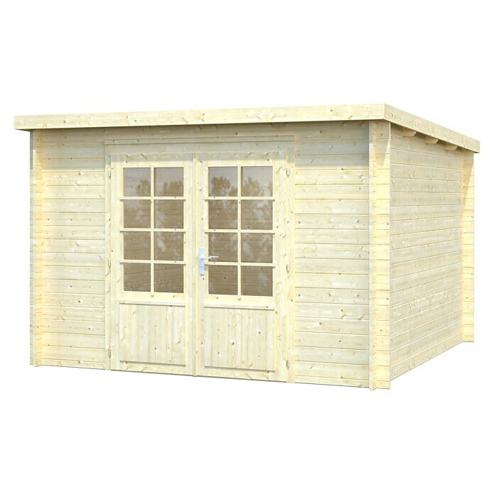 Palmako Blockbohlenhaus Marseille 2 (Sockelmaß: 3 x 3 m, Wandstärke: 28 mm, Doppeltür)