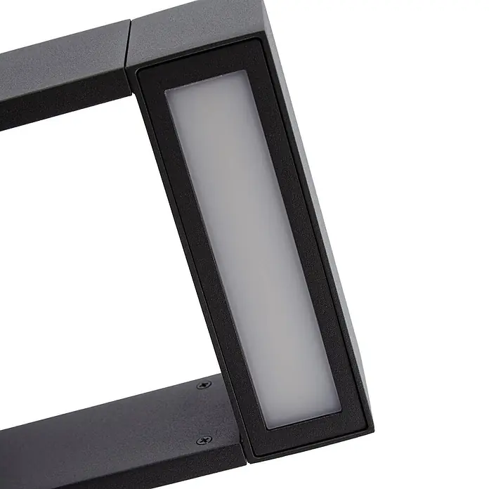 Arcchio Außenwandleuchte Kovato - alu / grau / zink, IP65 - Dunkelgraue Outdoor-LED-Leuchte mit rechteckiger, diffuser Lichtscheibe.