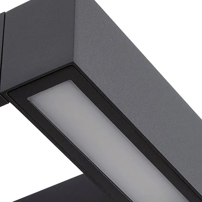 Arcchio Außenwandleuchte Kovato - alu / grau / zink, IP65 - Moderne dunkelgraue LED-Außenwandleuchte mit rechteckigem mattem Diffusor.