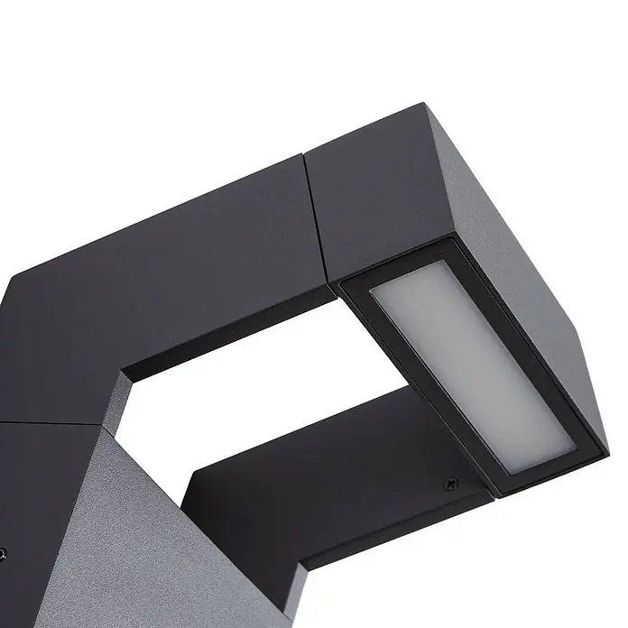 Arcchio Außenwandleuchte Kovato - alu / grau / zink, IP65 - Dunkelgraue, eckige LED-Außenleuchte mit mattierter Abdeckung.