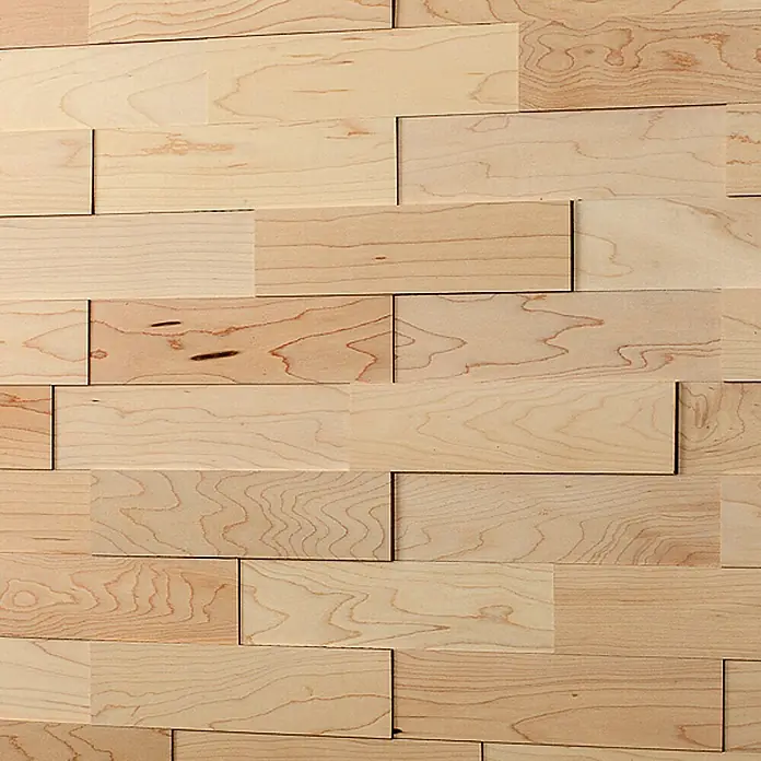 Wodewa Holzriemchen 200 Ahorn - 200 x 50 mm, Stärke: 2 mm - 6 mm, 1 m², UV-geölt - Attraktive Wandverkleidung aus hellem Holz mit natürlicher Maserung, ideal für eine warme und moderne Raumgestaltung.