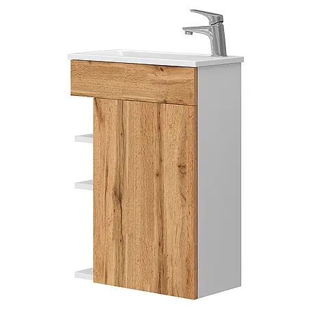Vicco  Badmöbel-Set Amadeo Goldkraft Eiche 2 Teile, mit Waschbecken
