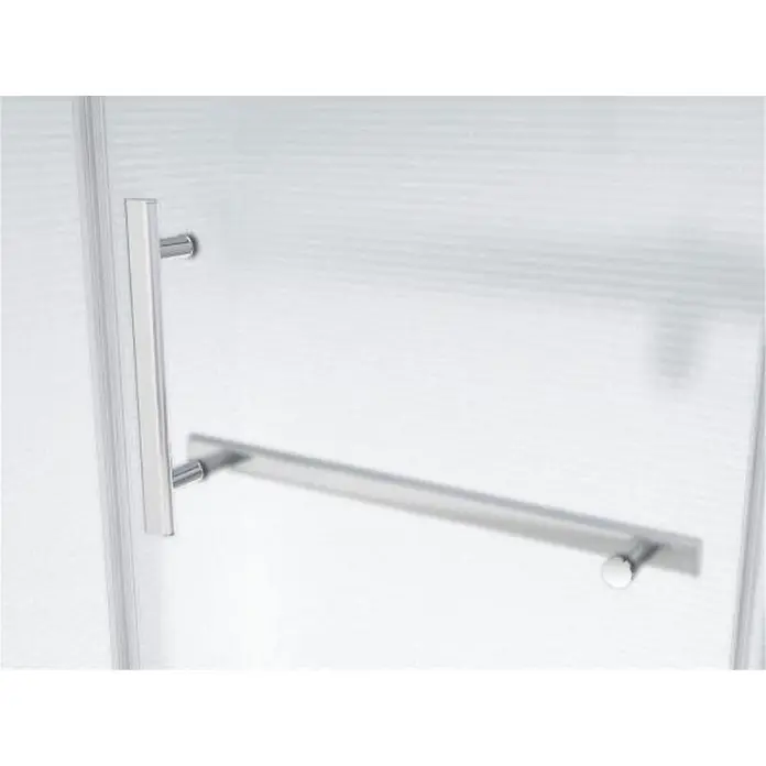 Glaszentrum Hagen Eckdusche 100x90x195 cm - Hephaistos "Frost" Duschkabine - mit Duschwanne - 90 x 100 x 195 cm, Imprägniert, Weiß, Stärke: 8 mm - Silberfarbener Duschkabinentürgriff mit integrierter horizontaler Handtuchstange auf einer strukturierten, lichtdurchlässigen Glastür.