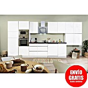 Respekta Premium Composición de cocina (Ancho: 445 cm, Con dispositivos eléctricos, Blanco mate)