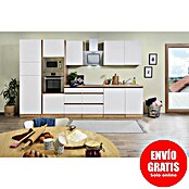 Respekta Premium Composición de cocina (Ancho: 345 cm, Con dispositivos eléctricos, Blanco mate)