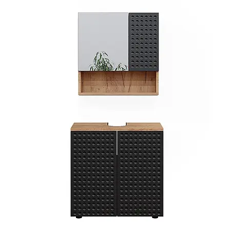 Vicco  Badmöbel-Set Irma Anthrazit gepunktet 2 Teile, Unterschrank 60 cm