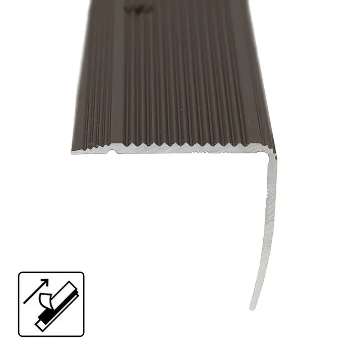 Floordirekt Treppenkantenprofil Integral Selbstklebend 100 x 3 x 3,5 cm Bronze - Aluminium, Bronze, 100 x 3,5 cm - Dunkelbraunes geripptes Aluminium-L-Profil als Treppenkante mit selbstklebender Rückseite.