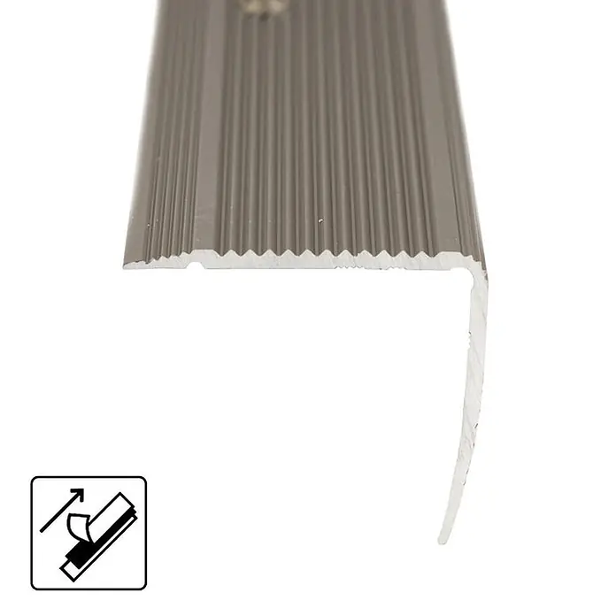 Floordirekt Treppenkantenprofil Integral Selbstklebend 90 x 3 x 2 cm Champagner - Aluminium, Champagner, 90 x 2 cm - Selbstklebende silberfarbene Aluminium-Treppenkante mit geriffelter, rutschfester Oberfläche und abgerundeter Kante.