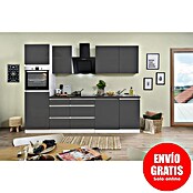 Respekta Premium Cocina modular completa Lorena (Ancho: 280 cm, Gris, Brillo intenso, Decoración encimera: Efecto piedra, Sin electrodomésticos) | BAUHAUS
