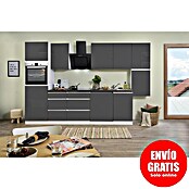 Respekta Premium Cocina modular completa Lorena (Ancho: 330 cm, Gris, Brillo intenso, Decoración encimera: Efecto piedra, Sin electrodomésticos) | BAUHAUS