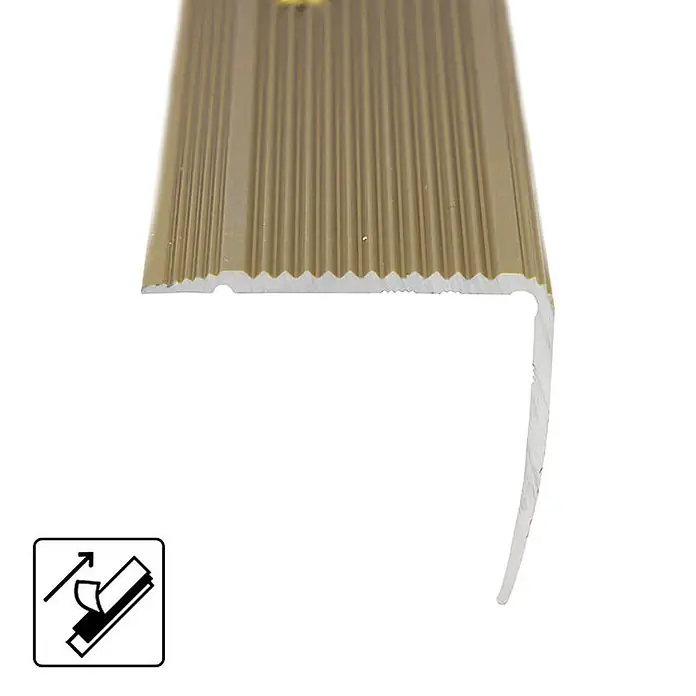 Floordirekt Treppenkantenprofil Integral Selbstklebend 90 x 3 x 3,5 cm Gold - Aluminium, Gold, 90 x 3,5 cm - Bronze selbstklebende Treppenkantenleiste mit geriffelter Anti-Rutsch-Oberfläche und L-Profil.