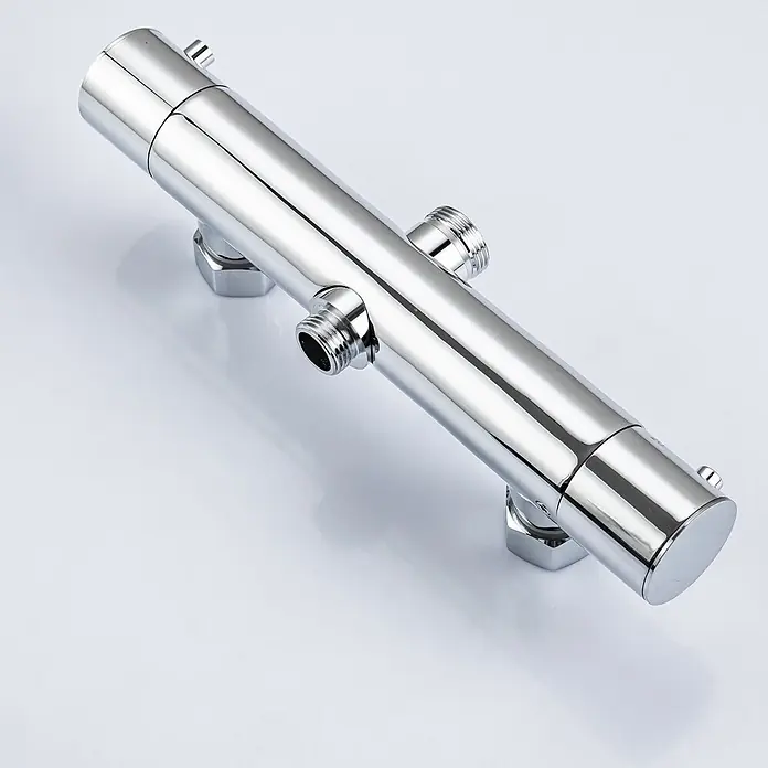 LOMAZOO Duschsystem LMZ-ARIEL - Lochabstand: 15 cm, Anzahl Strahlarten: 1 Stk., Chrom - Verchromte Thermostat-Duscharmatur mit Schlauchanschluss.